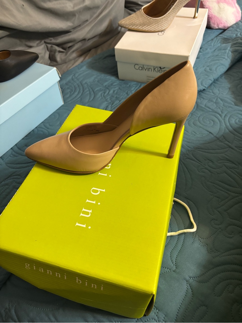 Gianni Bini Beige Pointed-Toe D'Orsay Stiletto Pumps